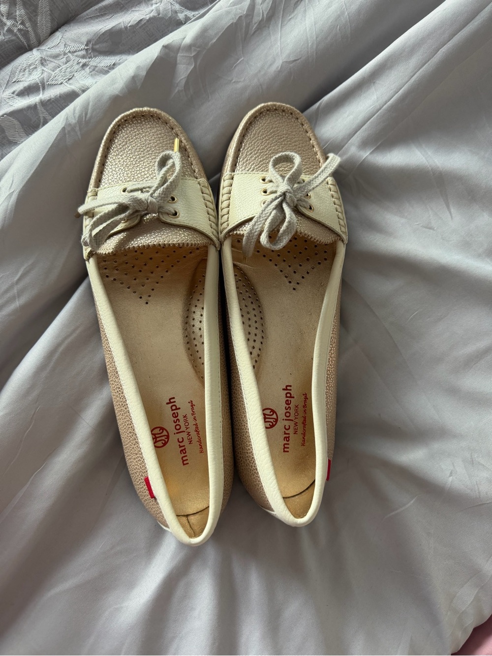 Marc Joseph Cream Bow Tie Driving Loafers